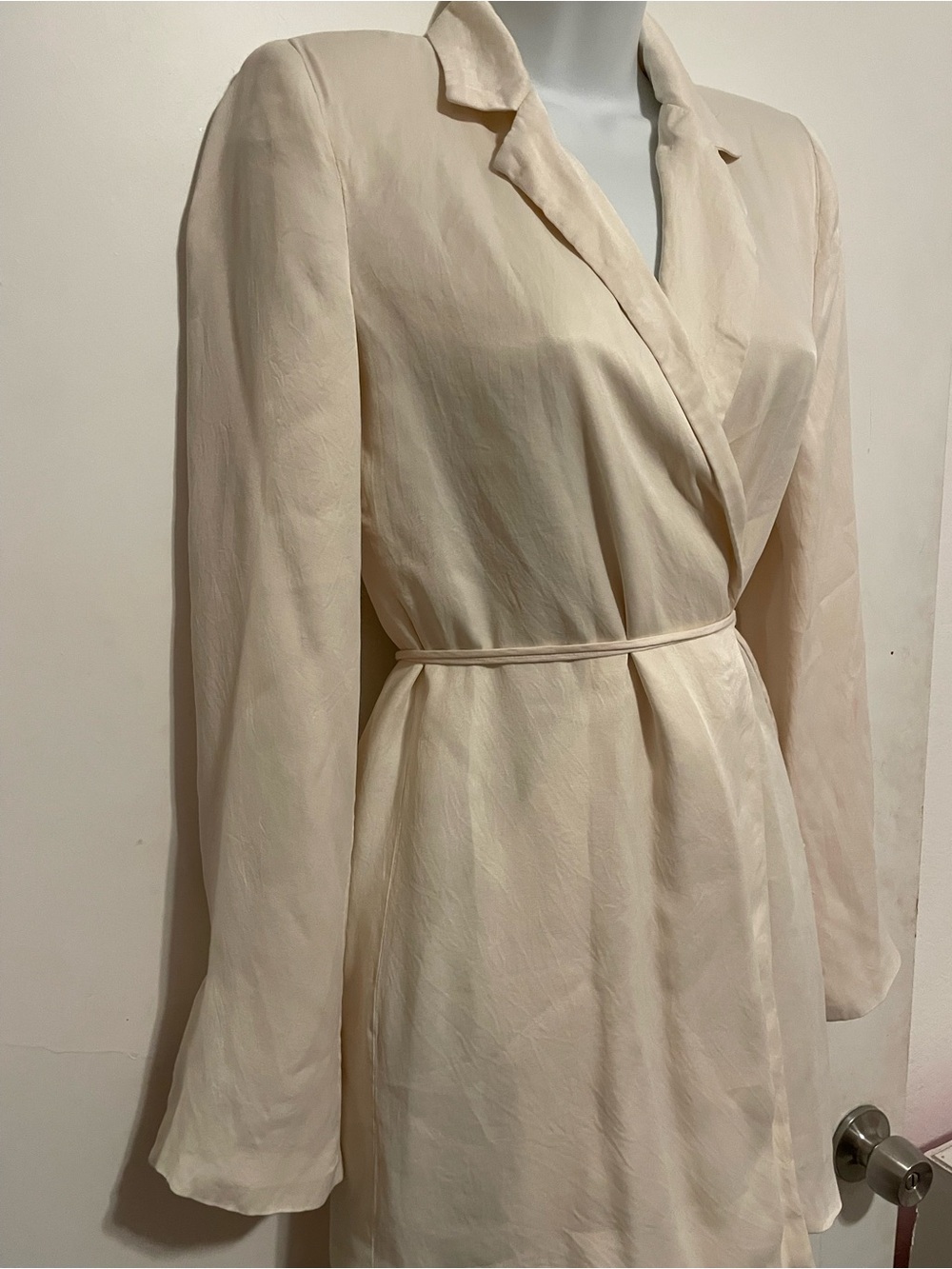 Zara Cream Wrap Blazer Dress with Self-Tie Waist - Picture 2 of 7